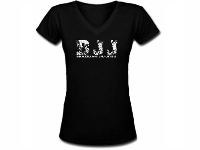 Brazilian jiu jitsu BJJ silk printed ladies/girls black tee shirt